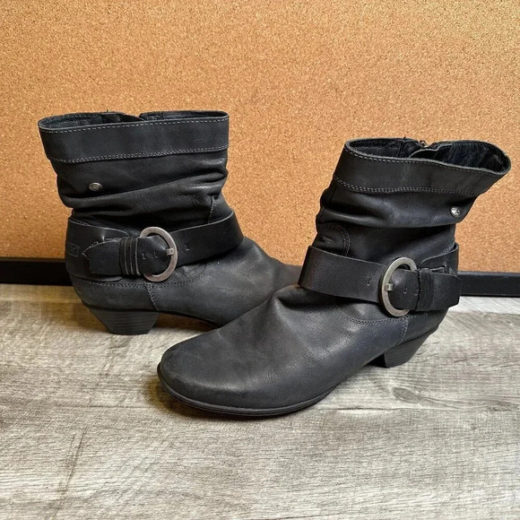 Pikolinos Brujas Black Leather Buckle Heeled Boots Size EU 37 / US 7 - Picture 1 of 7